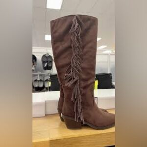 Brown Fringe Suede Boots